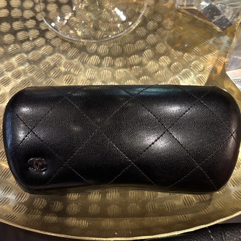 CHANEL Sunglasses Case Authentic Black Quilted Eyewear / Sunglasses Case